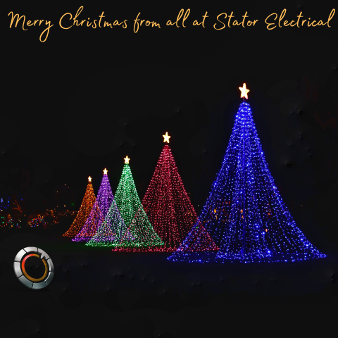 An image of illuminated outdoor tree-shaped Christmas decorations